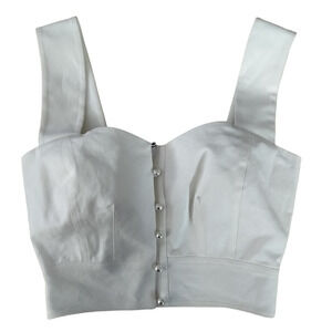 NEW Noon by Noor Size 0 XS Hakin White Bralette Button Front Top FLAW